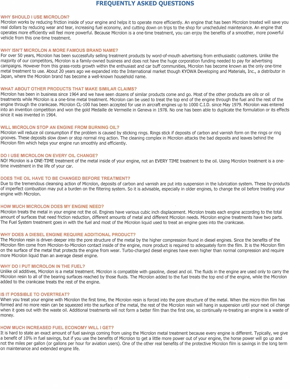 Microlon Cl100 High Performance Engine Treatment Kit for 4-Cylinder Engine