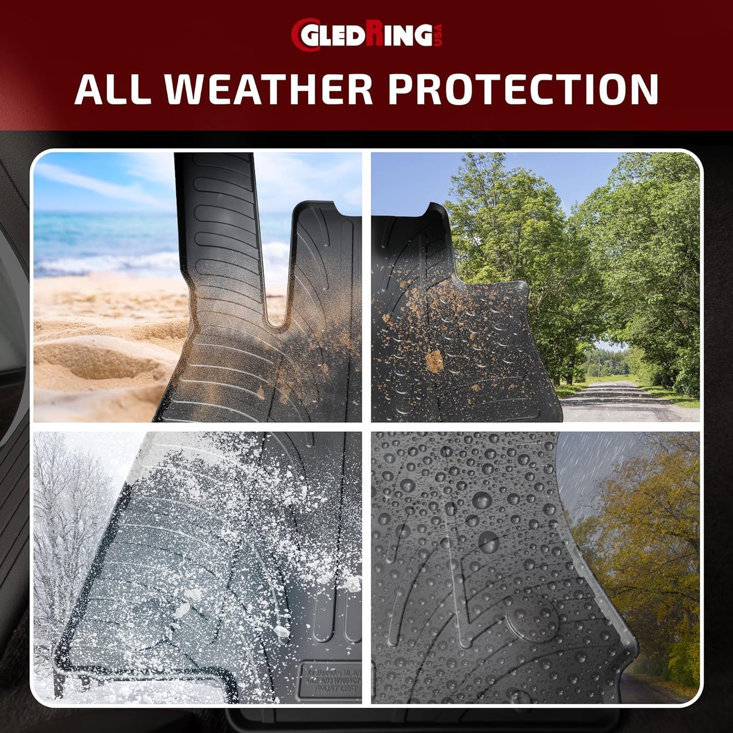 Gledring USA Custom Fit All-Weather Rubber Floor Mats Intended for Toyota 4Runner Floor mats for 2013-2023, No Trimming Required, Tailored Custom Fit, Protects from Rain, Mud & Snow