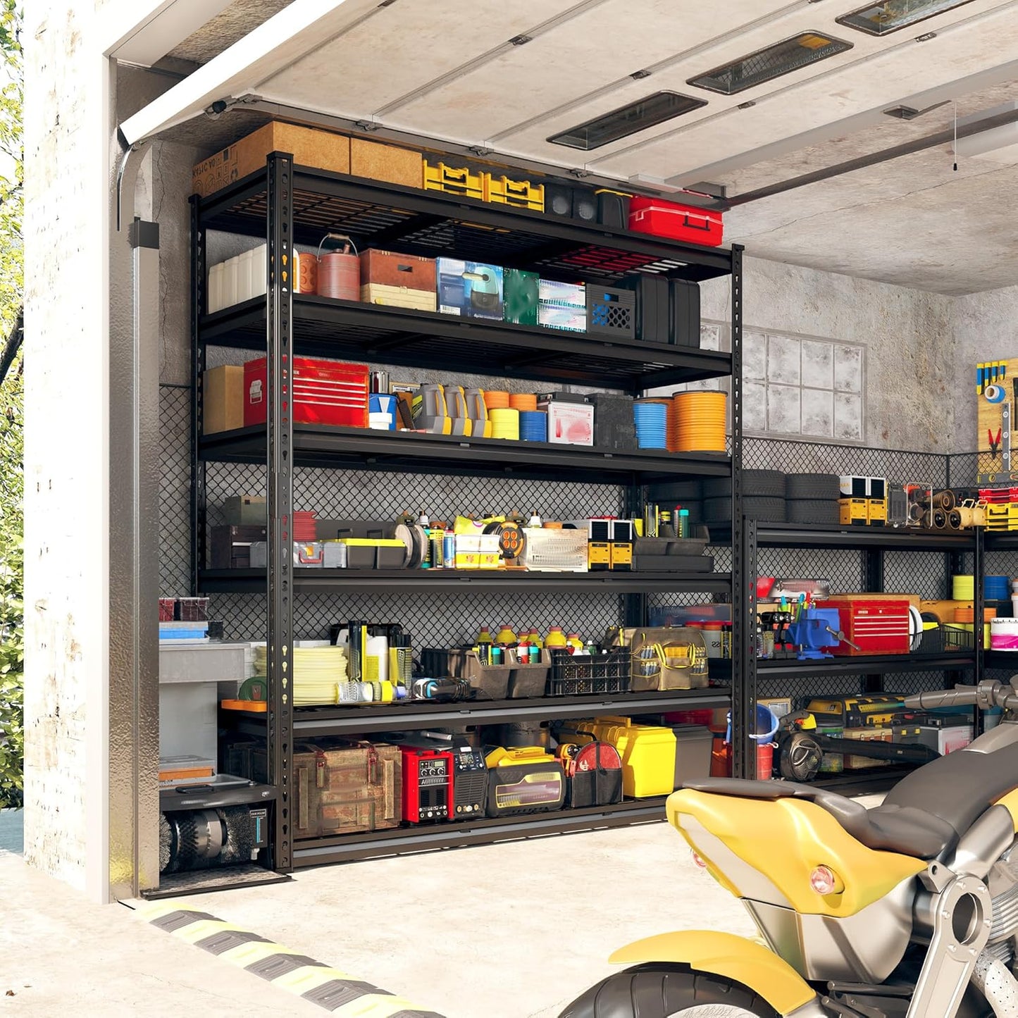 REIBII 3300LBS Garage Shelving 48" W Storage Shelves 6 Tier Garage Shelving Heavy Duty, Adjustable Metal Shelves for Warehouse, Basement, Storage, 48" W x 78" H x 18" D