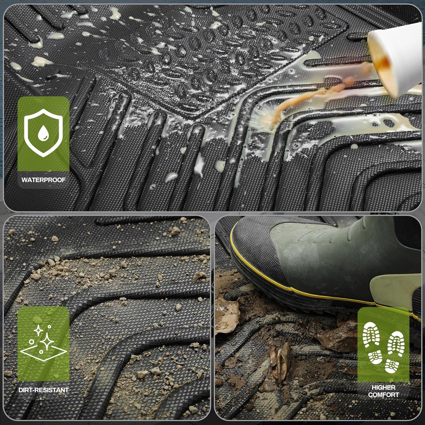 AUTOSAVER88 Floor Mats & Cargo Liners Fit for Kia Telluride 7/8 Seats 2025 2024-2020, All Weather TPE Custom for Floor Liners Trunk Mats Heavy Duty Waterproof Car Mats Set Interior Accessories, Black