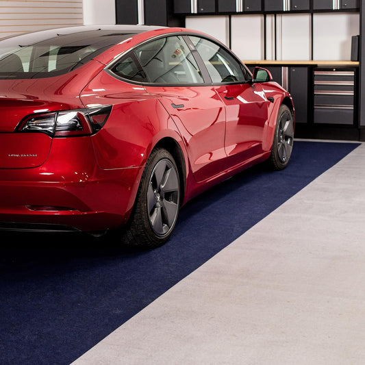 G-Floor Drip & Dry Absorbent (7'6" x 14', Blue) Floor Mat with Waterproof Vinyl Backing for Protecting Your Garage Floor - Just Unroll to Install!