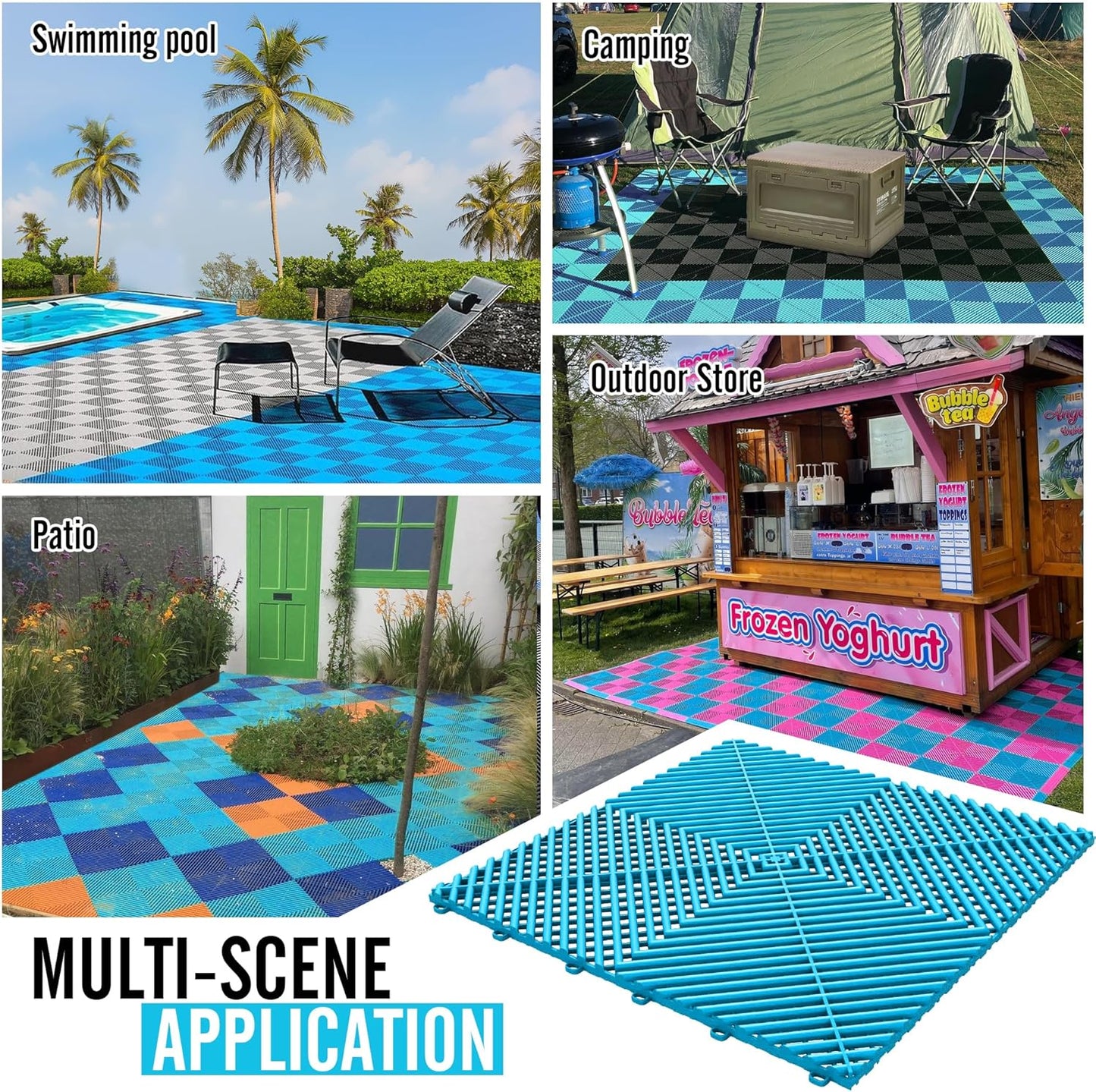 15.7"x15.7" Garage Flooring Tiles, Non-Slip Interlocking Plastic Garage Floor Mat, Garage Organization & Garage Storage, Vented Pattern(Tiffny Blue, 25PCS)