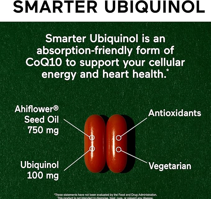SMARTERNUTRITION Ubiquinol 100mg + Natural Plant-Based Complete Omega 3 6 9 - Clinically Studied Ahiflower® Oil - Ultra Absorption CoQ10 for Heart Support - Non-GMO - 360 Softgels[180-Day Supply]