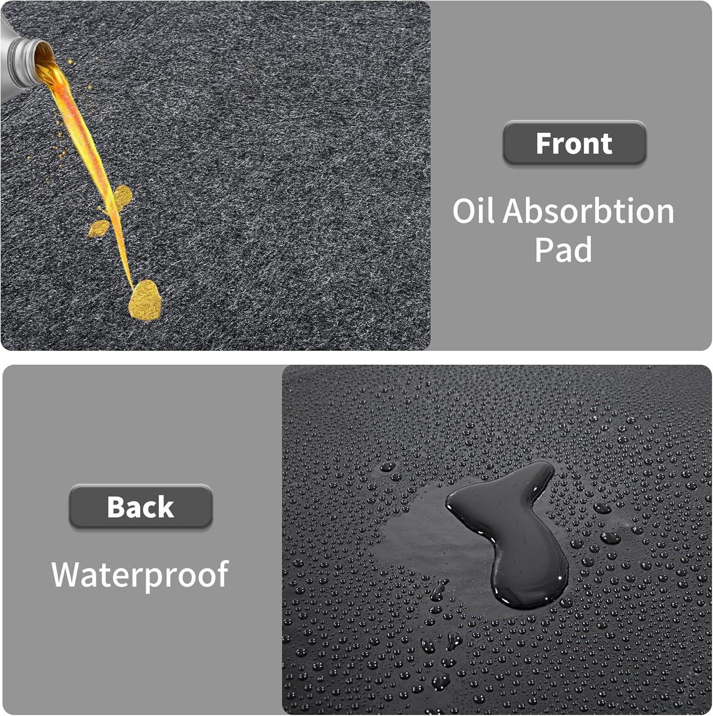 HOMBYS Extra Large Garage Floor Mats for Under Car, Dark Grey Garage Flooring Rug, Motorcycle Oil Spill Mat, Absorbent Oil Garage Parking Mat 7’4”x17', Non Slip and Waterproof Backing