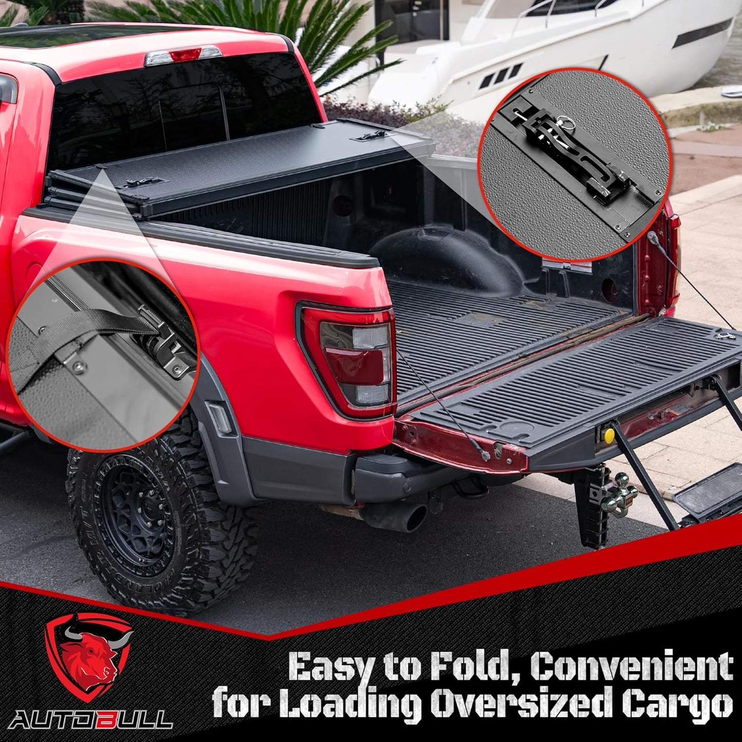 Hard Top Tri Fold tonneau Cover Compatible with 2007-2021 Toyota Tundra(Excl. Trail Edition) 6.5ft Bed (78.7"), Alloy Steel and Fiberglass Made