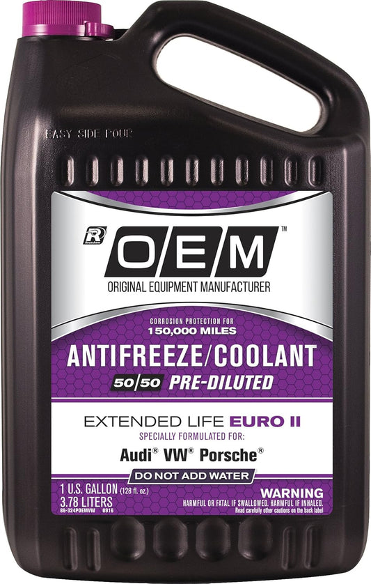 OEM Recochem European Vehicles Premium Antifreeze 50/50 Extended Life Coolant Purple, 1 Gallon, 4 Pack
