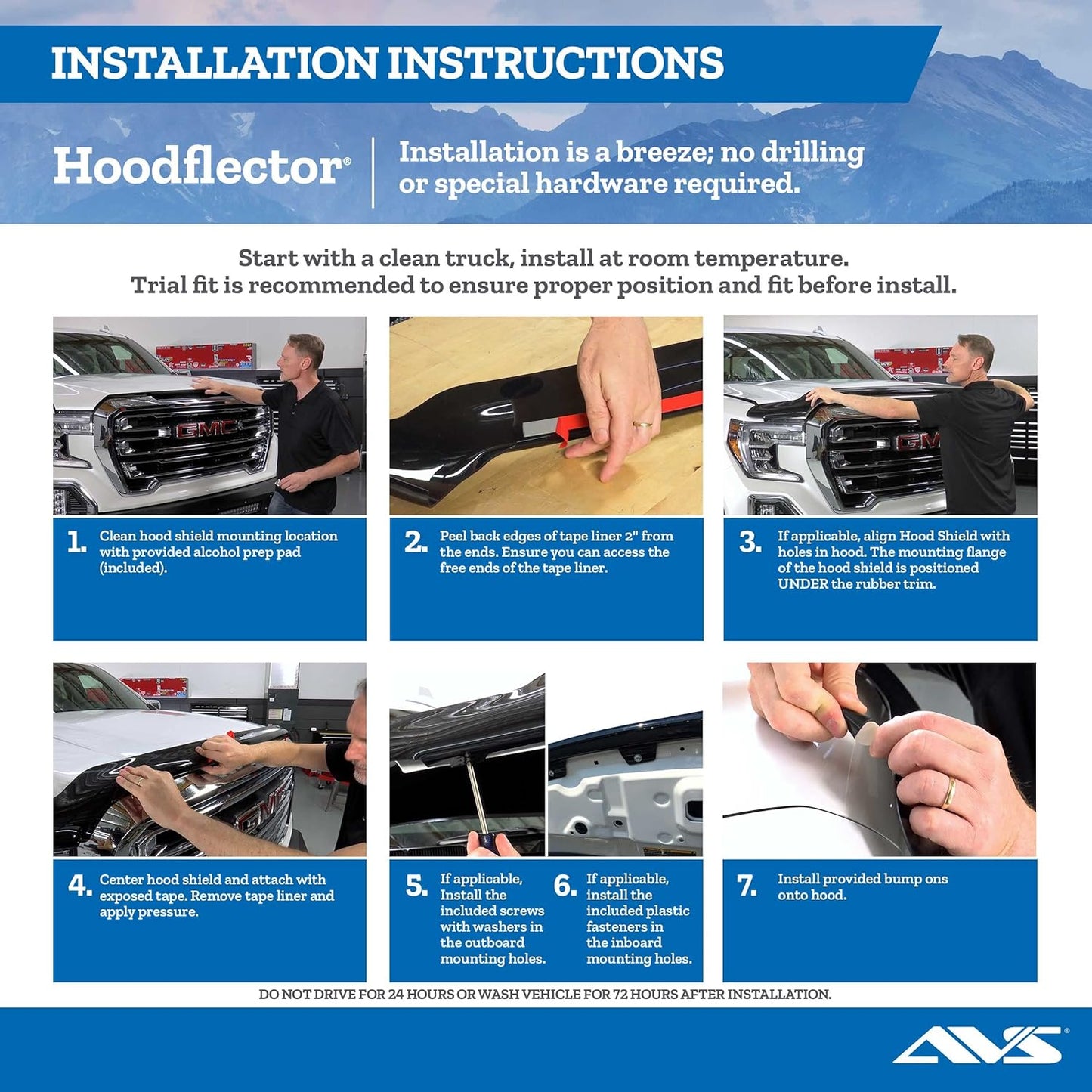 Auto Ventshade [AVS] Hoodflector Bug Shield / Hood Protector | Fits 2016 - 2023 Toyota Tacoma, 1 pc. | Dark Smoke - 21681