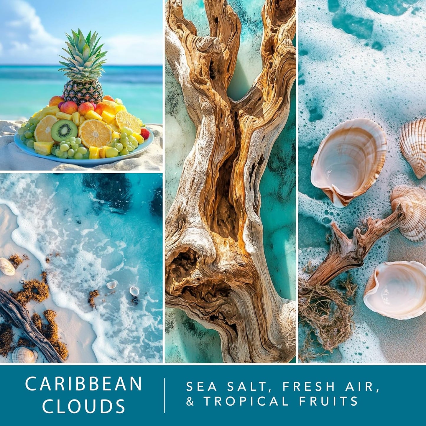 Scentsationals Wax Melts, Wax Cubes Strong Scent - Caribbean Clouds - Long Lasting Scented Wax Melts for Warmer, 10oz (24-Cubes)