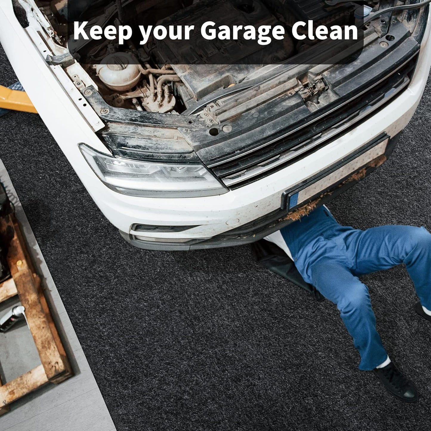 HOMBYS Garage Floor Mats for Under Car, Dark Grey Garage Flooring Rug, Motorcycle Oil Spill Mat, Absorbent Oil Garage Parking Mat 7'9"x18', Non Slip and Waterproof Backing