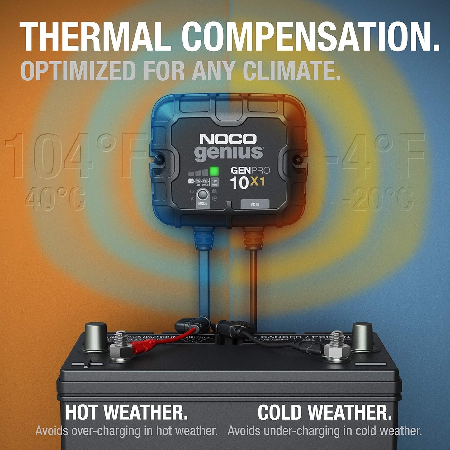 NOCO Genius GENPRO10X1: 1-Bank, 10A Onboard Battery Charger - 10A Per Bank, 12V Waterproof Marine Charger with Overcharge Protection & Temperature Compensation – for Lead-Acid & Lithium Batteries