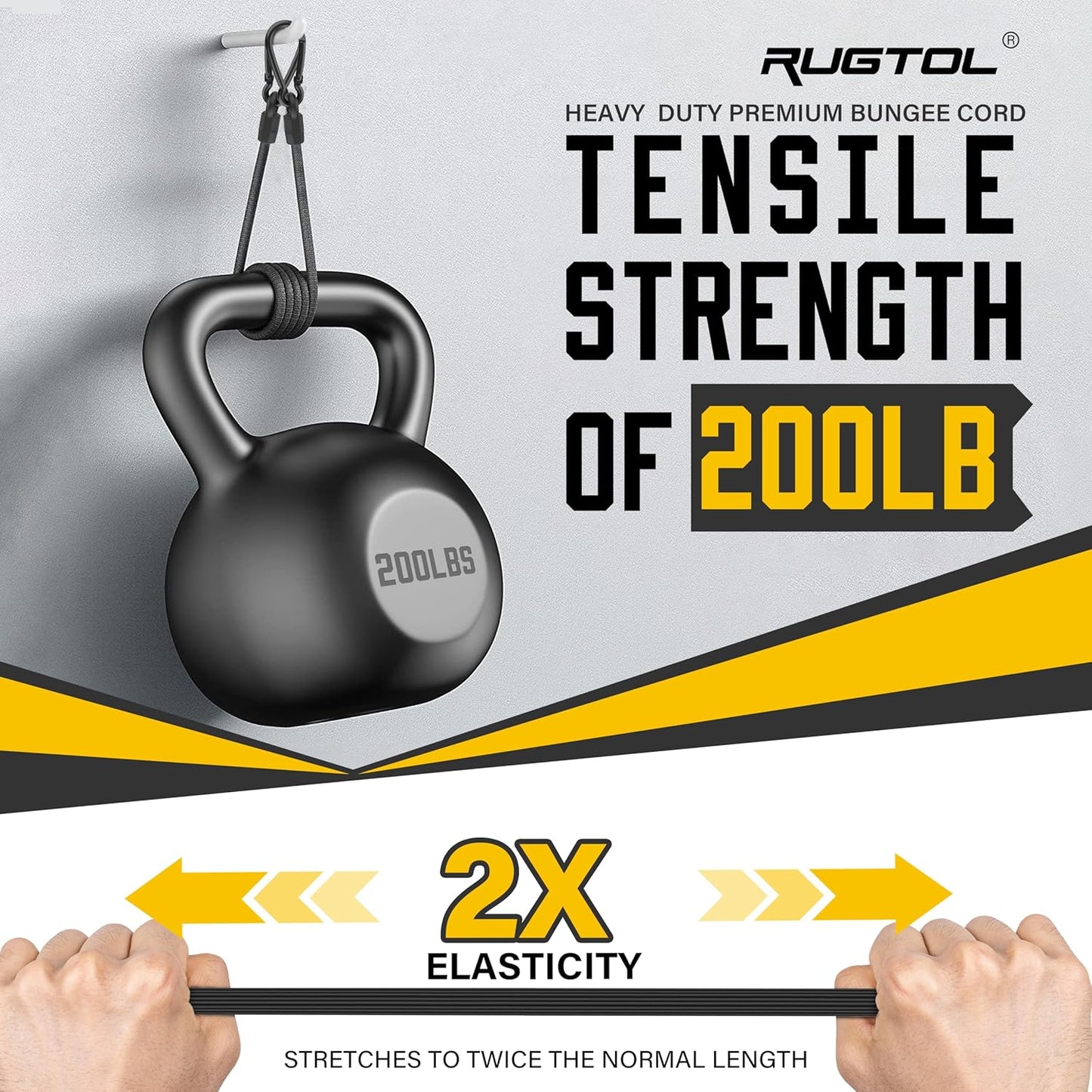 Adjustable Bungee Cords with Hooks, 6 Pack Heavy Duty Outdoor Carabiner Bungee Cord, Black Super Elastic Bungee Straps Easily Adjust from 7" to 36", Great for Cargo, Camping, Bike Racks, Tents