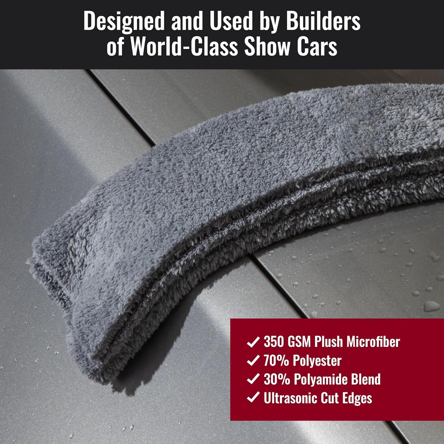 Microfiber Cleaning Cloth - The Gray Beast Towels, Streak-Free Cleaning Rags for Car Wash and Housekeeping, Ultra-Absorbent with Cut Edges to Avoid Scratches (Pack of 5, 16"x16")