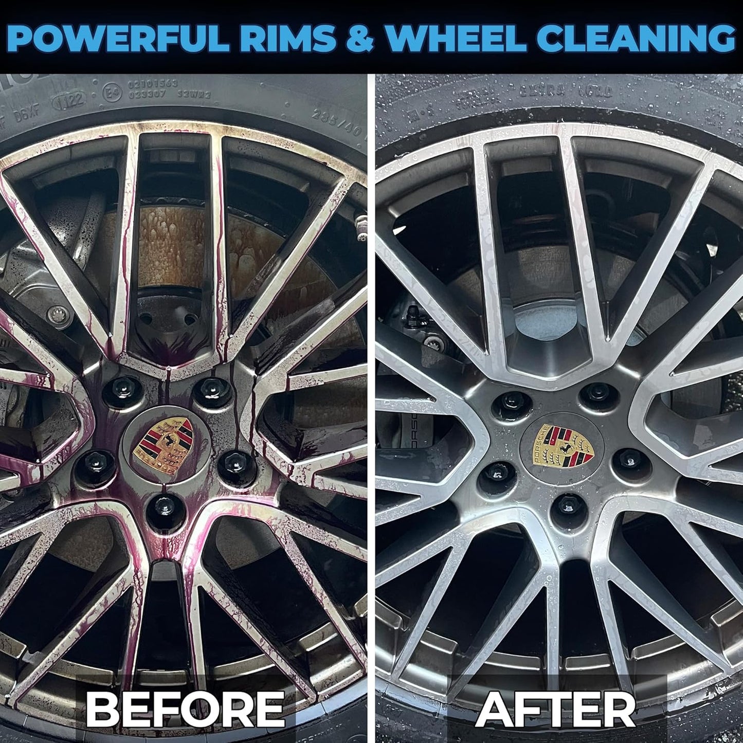 Car Wheel Cleaner Spray (8oz) - Iron Remover Car Detailing Rim Cleaner - PH Balance Wheel Brake Dust Remover - Includes 2 Microfiber Towels