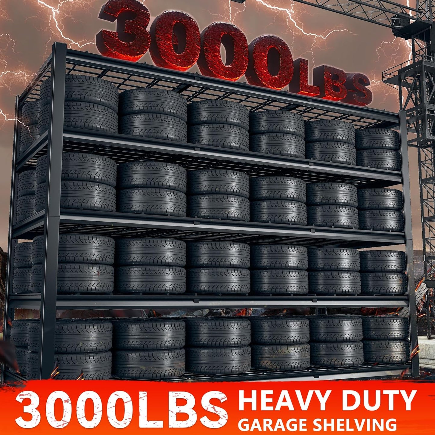 REIBII 60" W Garage Shelving Heavy Duty Metal Shelving 3000LBS Storage Shelves Adjustable Metal Shelves for Storage Industrial Garage Shelves for Warehouse Basement 60" W x 24" D x 72" H 2 Pack