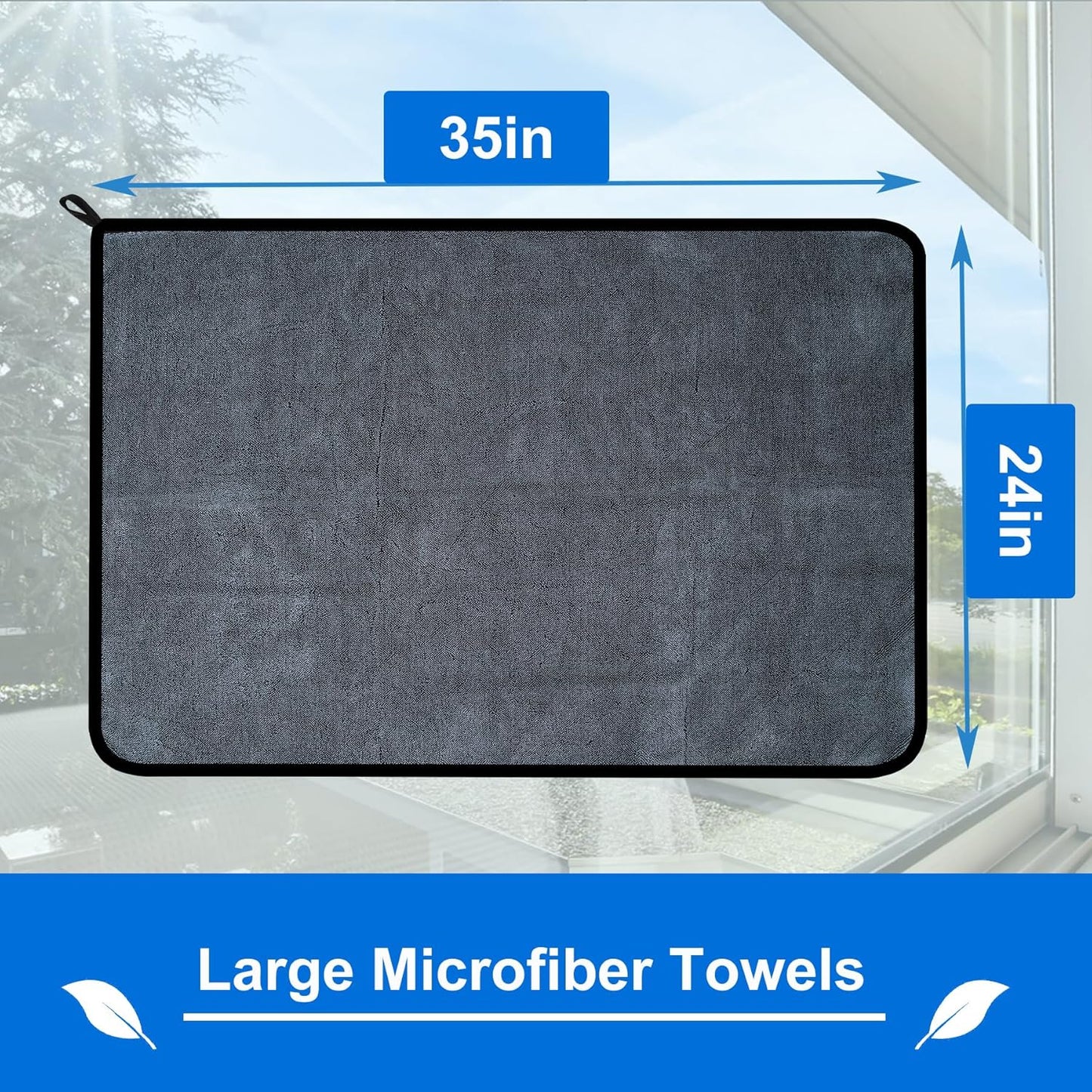 CICMOD Car Drying Towels 35"x24" Large Microfiber Towels for Car Detailing 600 GSM Gray - 4 Pack