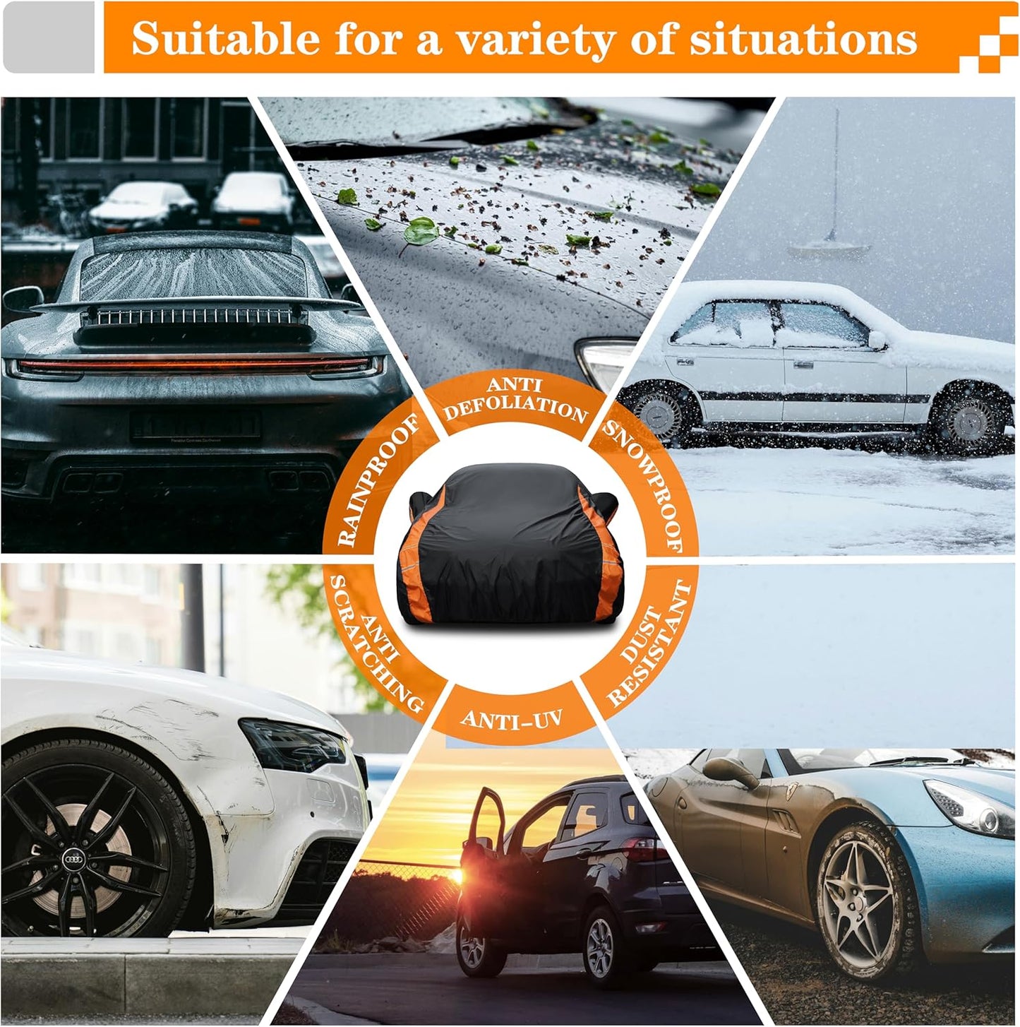 in Full Exterior Car Cover All Weather, Waterproof,UV Resistant, Dustproof, Fit Coupe Mazda Miata/MX-5, BMW Z1/Z3, Honda S2000, Chrysler Crossfire, Saturn Sky,Audi TT,Fiat 124,SLK etc.Size C1