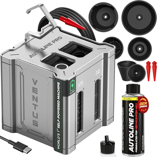 AutoLine Pro Automotive Ventus Smoke Machine Leak Tester EVAP Vacuum - World's #1 Self-Powered Li-Ion Battery Unit - OEM Odorless Fluid Lasts 500 Tests - Built-in Air Compressor - Cone Cap Plugs