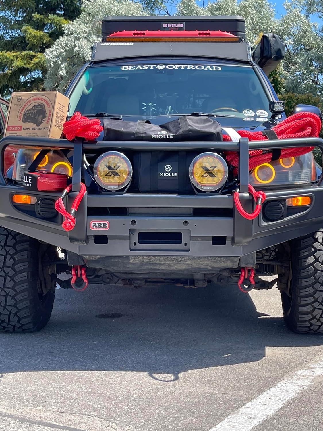 MiolleGear Kinetic Recovery Tow Ropes for Any Recovery Situation (Purple/Yellow, 3/4x20)