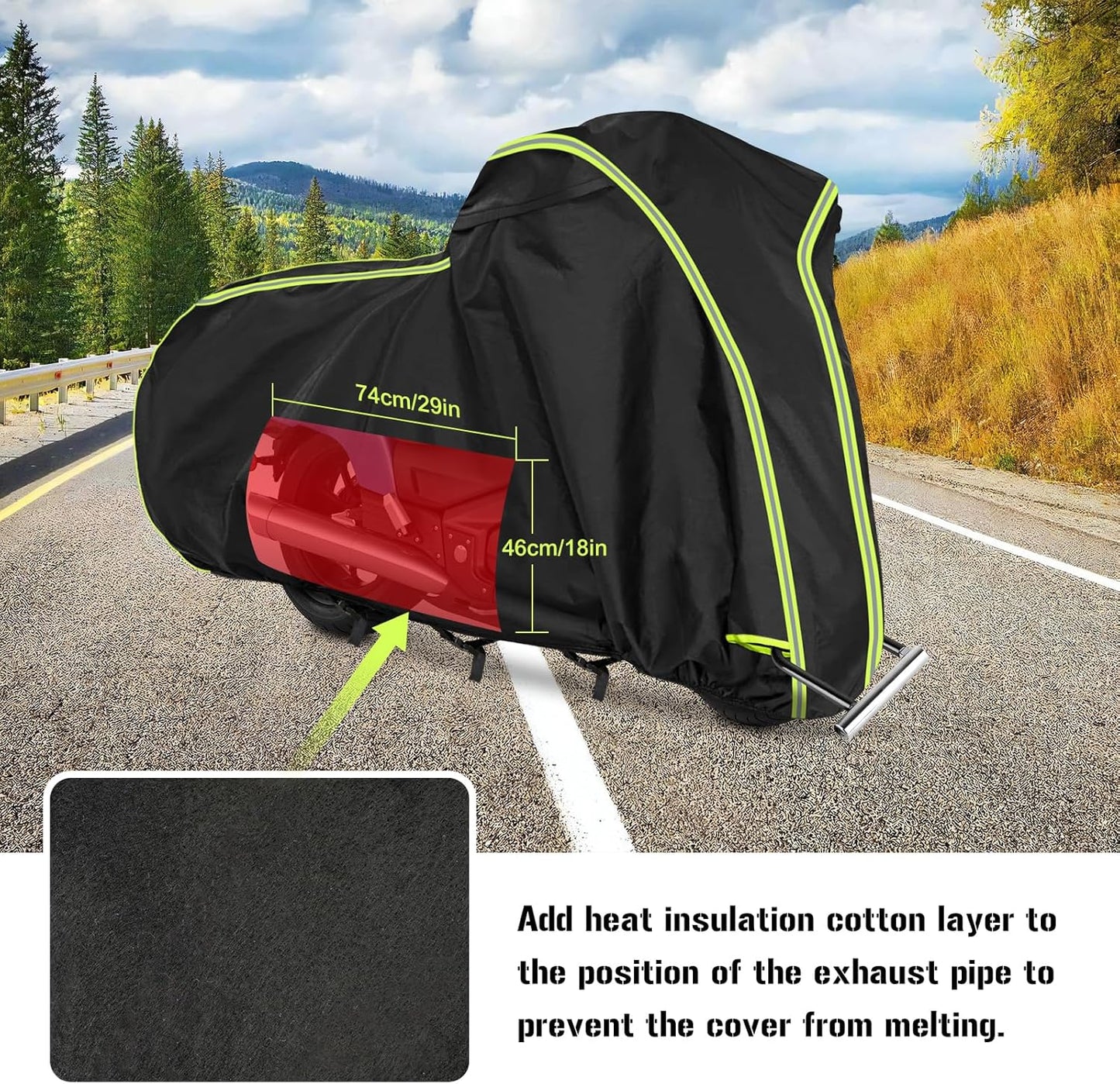 Motorcycle Cover for Honda GL1500 GL1800, Honda Gold Wing 2001-2023 with Trunk Models, All Weather Outdoor Black Protective Cover with Reflective Strips,Vent Holes and Lock Holes (Without top Box)