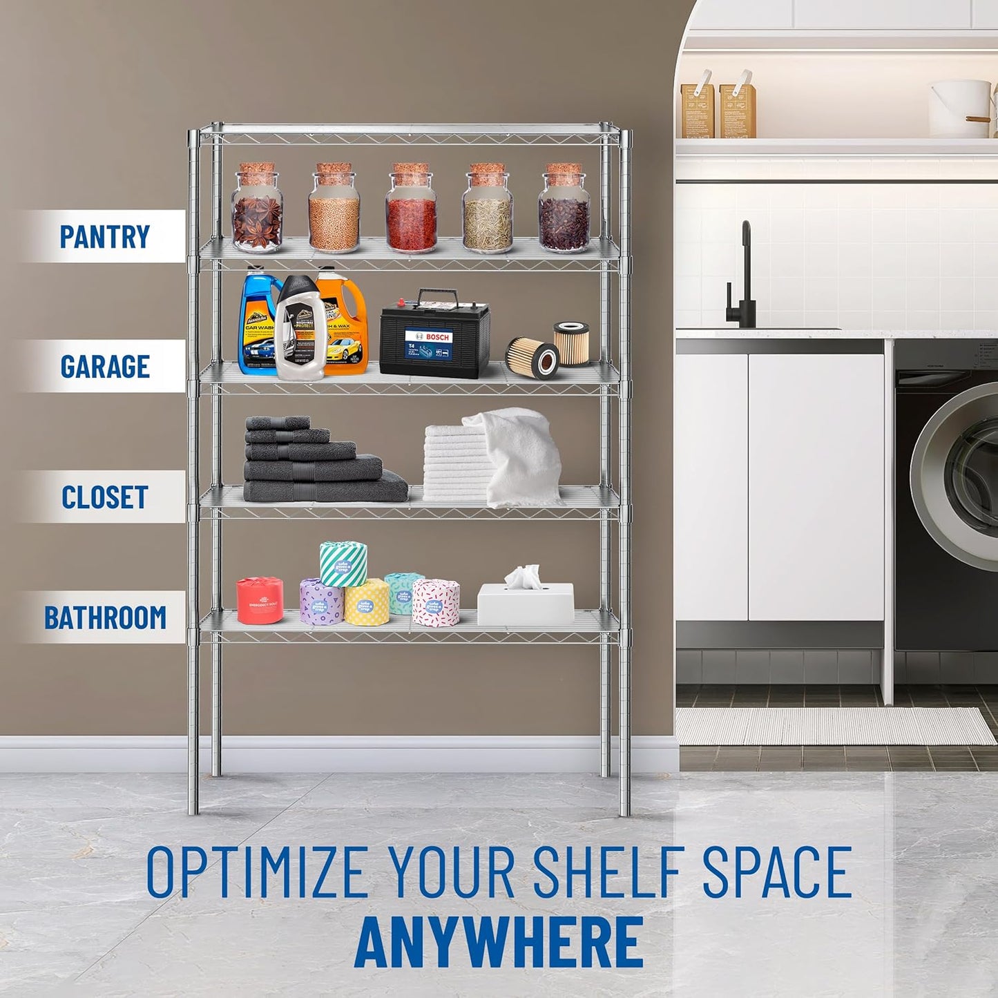 Sterling Shelf Liners Wire Rack Covers: Plastic Shelf Liner Cover for Wire Shelving: Cover Mats for Shelves in Pantry, Closet, and More: 18x48 Inch: Clear, Set of 4