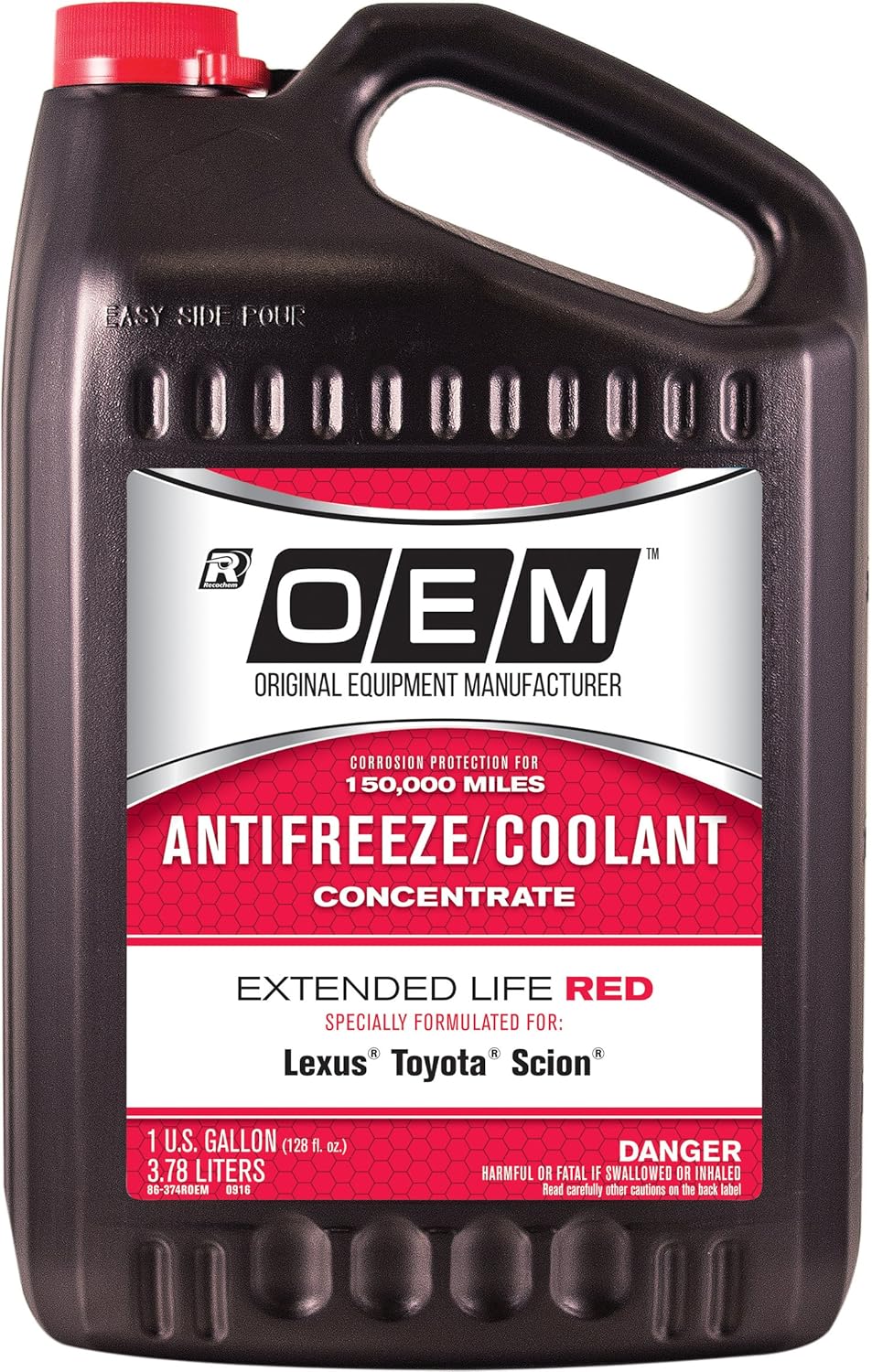 Recochem OEM 86-374ROEM Red Premium Antifreeze Concentrate Extended Life RED, 1 gallon, 1 Pack