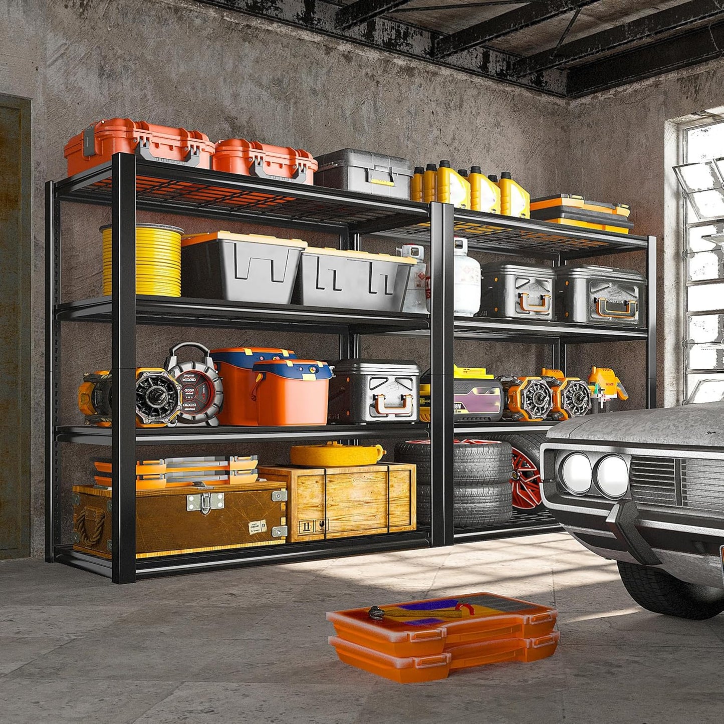 REIBII 40" W Storage Shelves 2200LBS Garage Shelving Heavy Duty Metal Shelving Adjustable Metal Shelves Industrial Shelf for Warehouse Basement Pantry Kitchen, 2 Pack