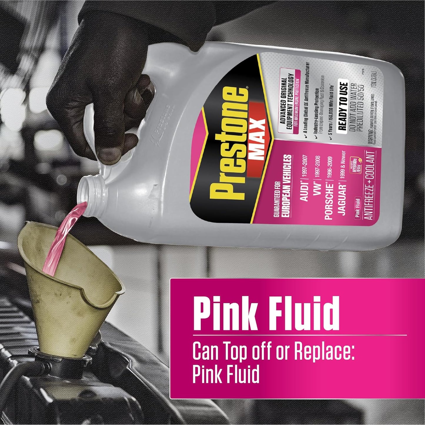 Prestone MAX Euro Pink 50/50 Antifreeze Automotive Coolant, Pack of One
