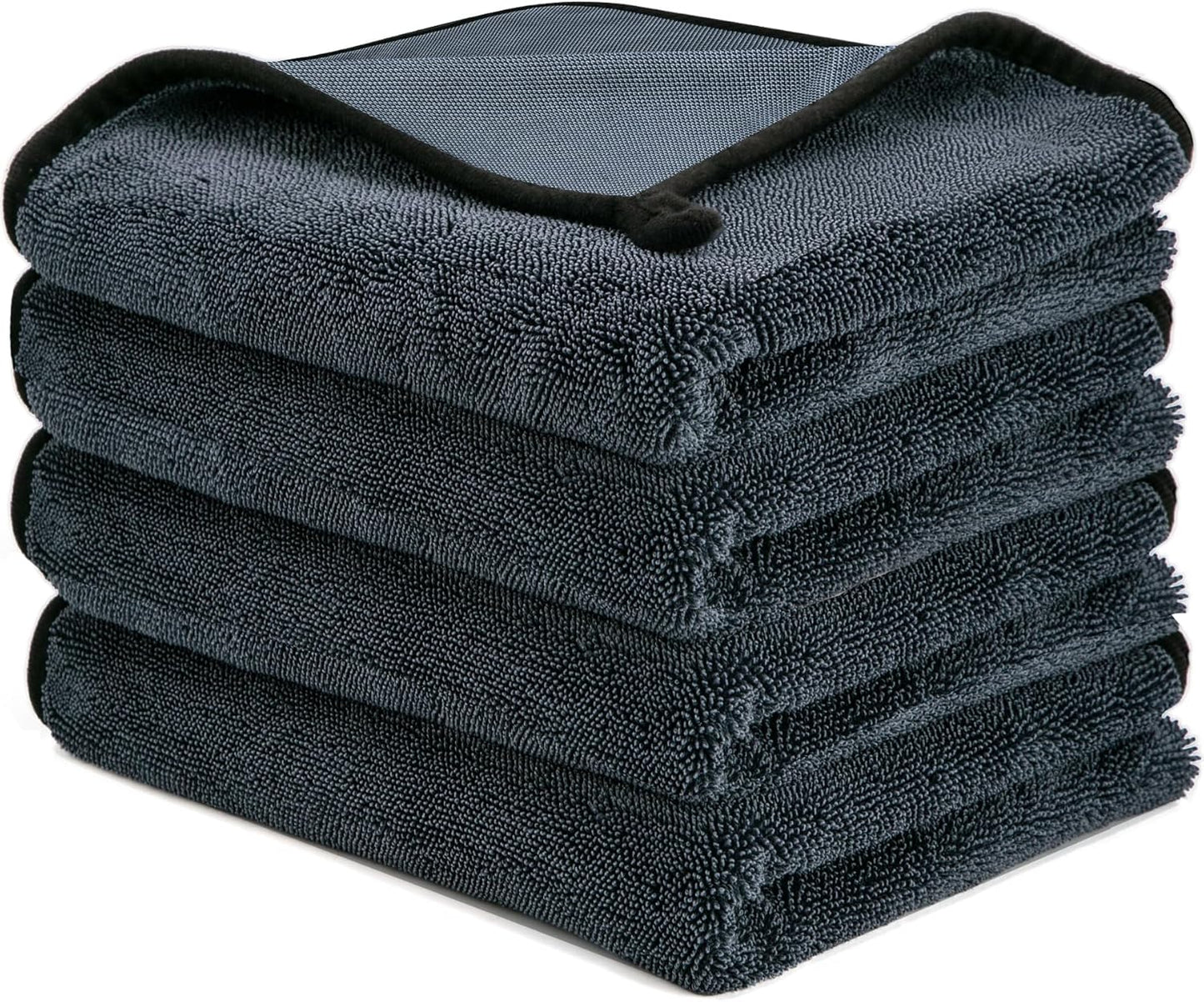 CICMOD Car Drying Towels 35"x24" Large Microfiber Towels for Car Detailing 600 GSM Gray - 4 Pack
