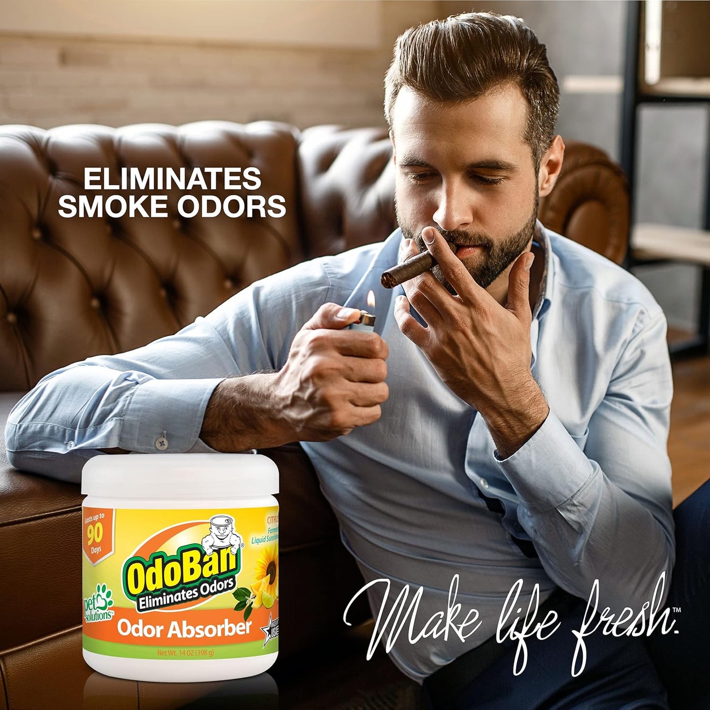 OdoBan Solid Odor Absorber Eliminator for Home and Small Spaces, Citrus Scent, 14 Ounces Each, 9-Pack