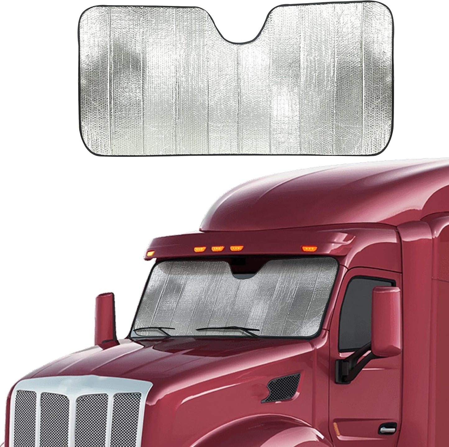 EcoNour Accordion Sun Shade Windshield for Trucks | Automotive Windshield Sun Shade to Keep Your Rig Safe | Fits for Semi Truck Windshields, Commercial & Big Rig Truck | XXL (80 x 30 inches)