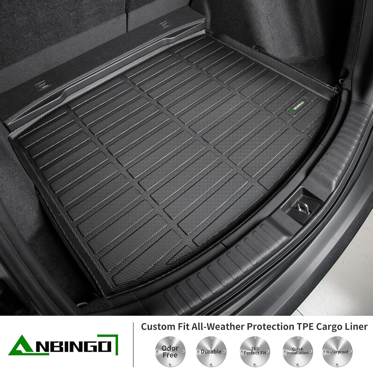ANBINGO® Floor Mats & Cargo Liner for 2016-2022 HR-V FWD, LX | Sport | EX | EX-L, HRV All Weather TPE Car Mats Waterproof Non-Slip Trunk Mat, Set