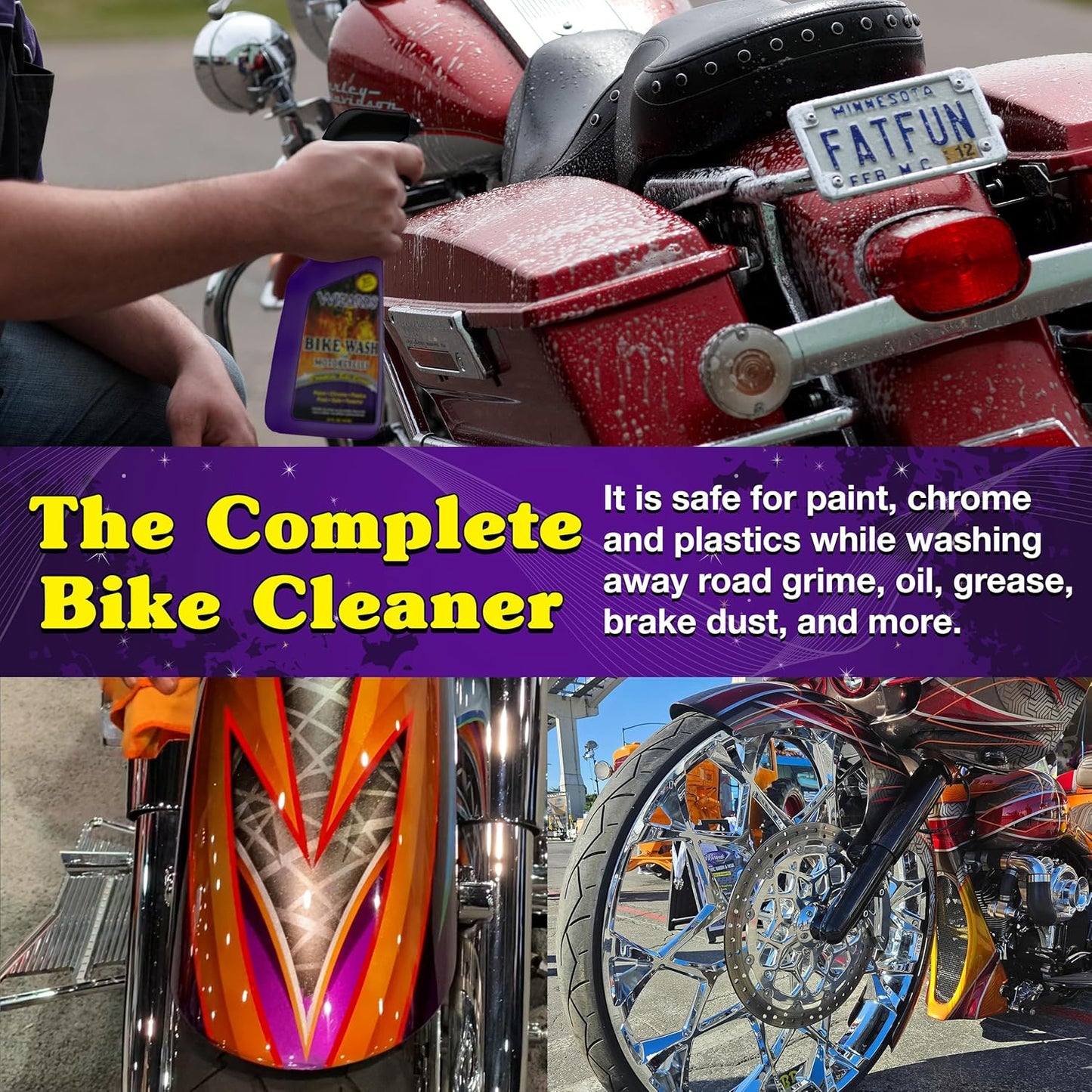 Wizards Bike Wash - Cleaner For Motorcycle Washing Kit - Quick Detailer for Bike Kit with Bug Remover - For Your Motorcycle Accessories and Detail Kit - 1 Gallon