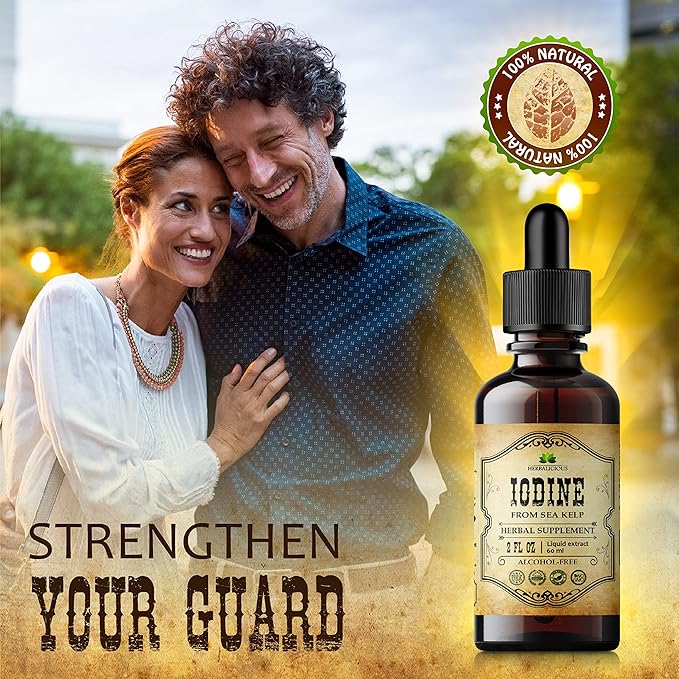 Iodine Drops – Natural Iodine Liquid from Sea Kelp – Thyroid Supplement for Energy, Digestion & Immune Support – Organic Non-GMO Formula – 2 fl oz