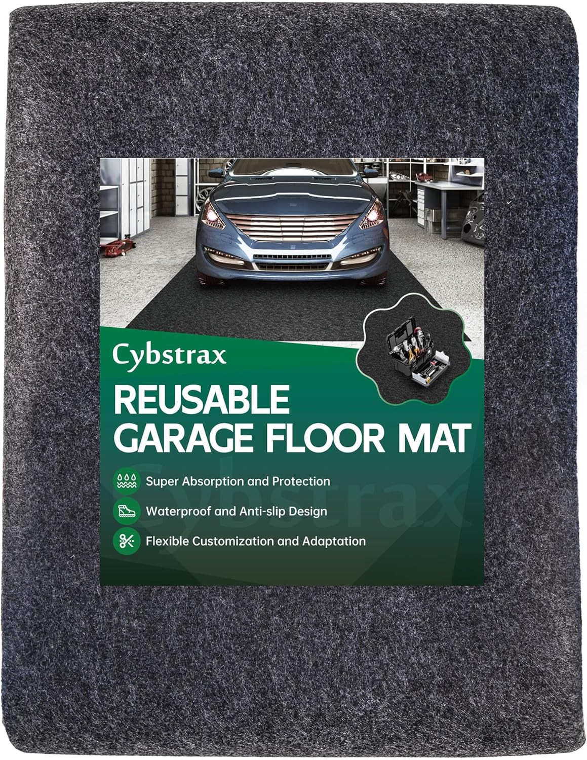Oil Spill Mat - 20' x 7'4" Absorbent Oil Garage Floor Mat for Under Car - Protect Driveway from Drips, Spills, Stains, Reusable & Durable Garage Floor Protection Mat with Waterproof Backing