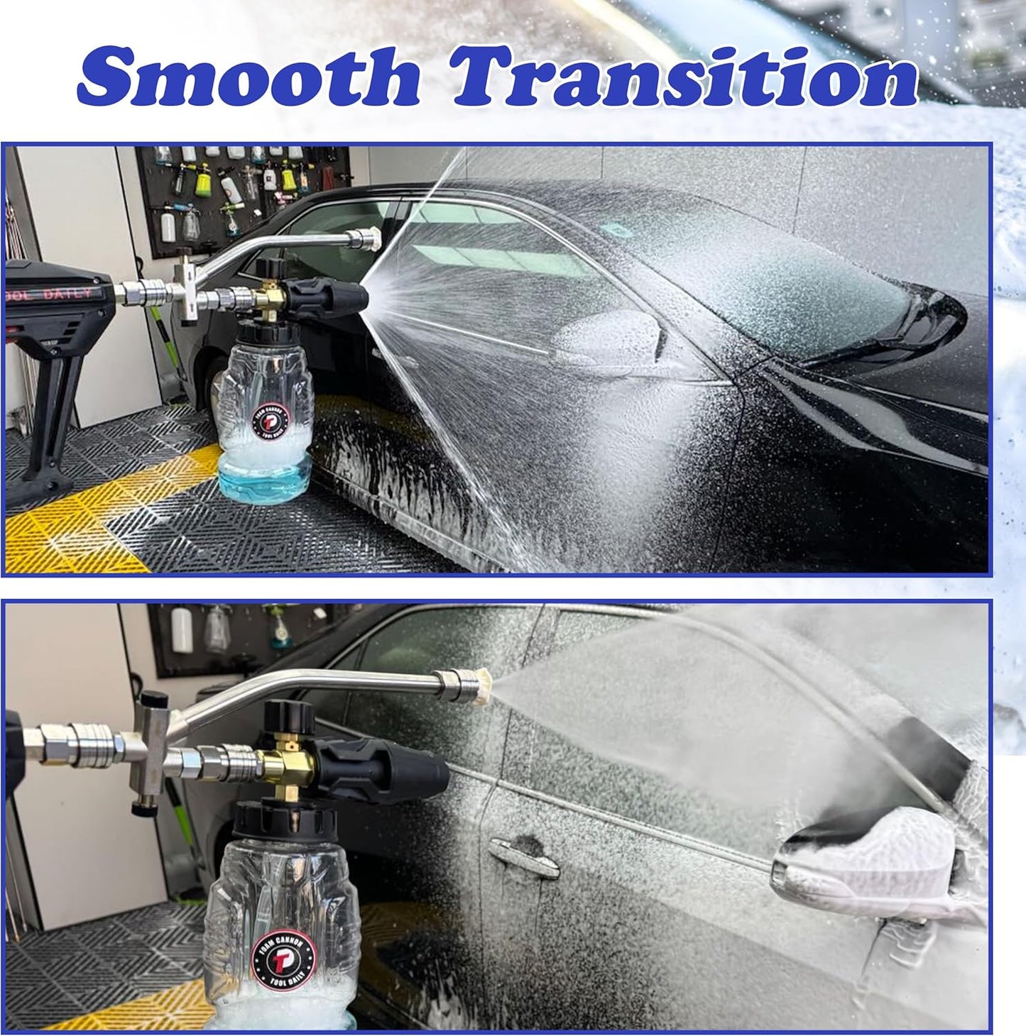 Tool Daily Pressure Washer Foam Cannon with Dual Connector Accessory, Double Tip Attachment for Soap Cannon, 5 Power Washer Nozzle Tips, 1/4” Quick Connect