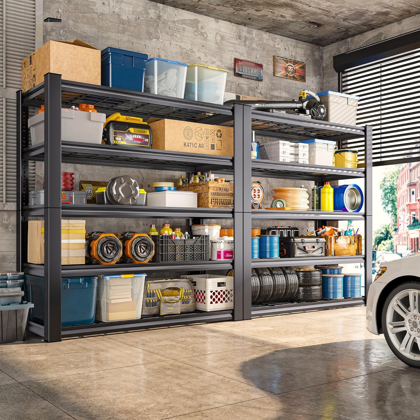 REIBII 3010LBS Storage Shelves 72" H Garage Shelving Heavy Duty Metal Shelving 5 Tier Adjustable Metal Shelves for Storage for Pantry Kitchen Basement 72" H x 35.5" W x 16" D, 2 Pack