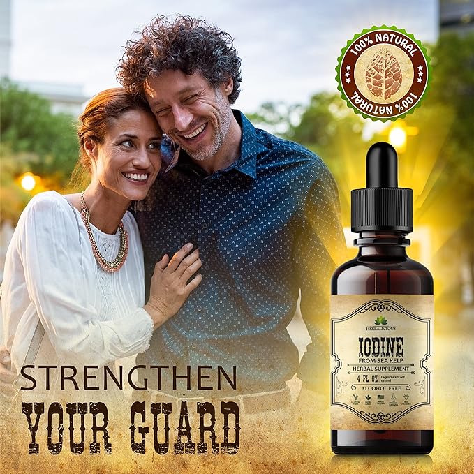 Iodine Drops – Natural Iodine Liquid from Sea Kelp – Thyroid Supplement for Energy, Digestion & Immune Support – Organic Non-GMO Formula – 4 fl oz