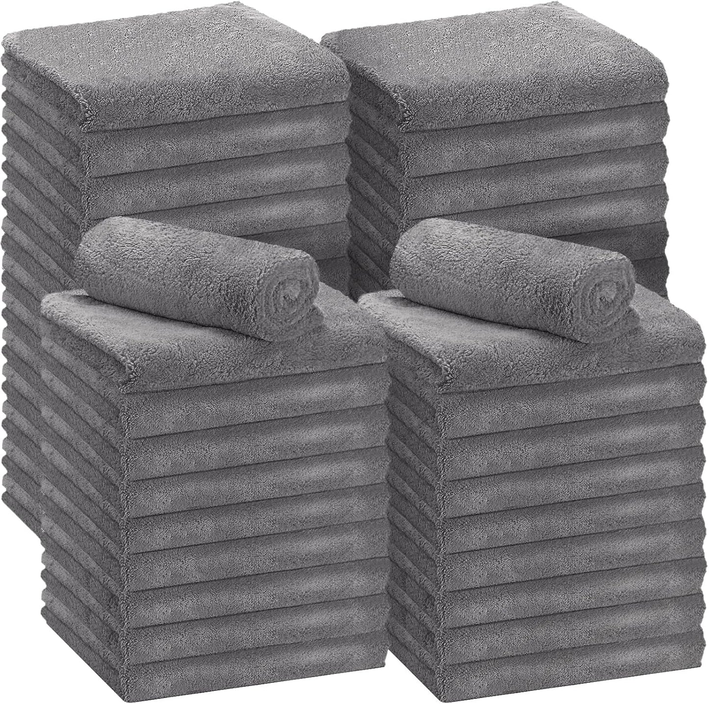 Shimeyao 30 Pcs Edgeless Microfiber Plush Towels for Cars Detailing Drying Wash Polishing Absorbent Cleaning Cloths, 500 GSM, 16 x 16 Inch(Gray)