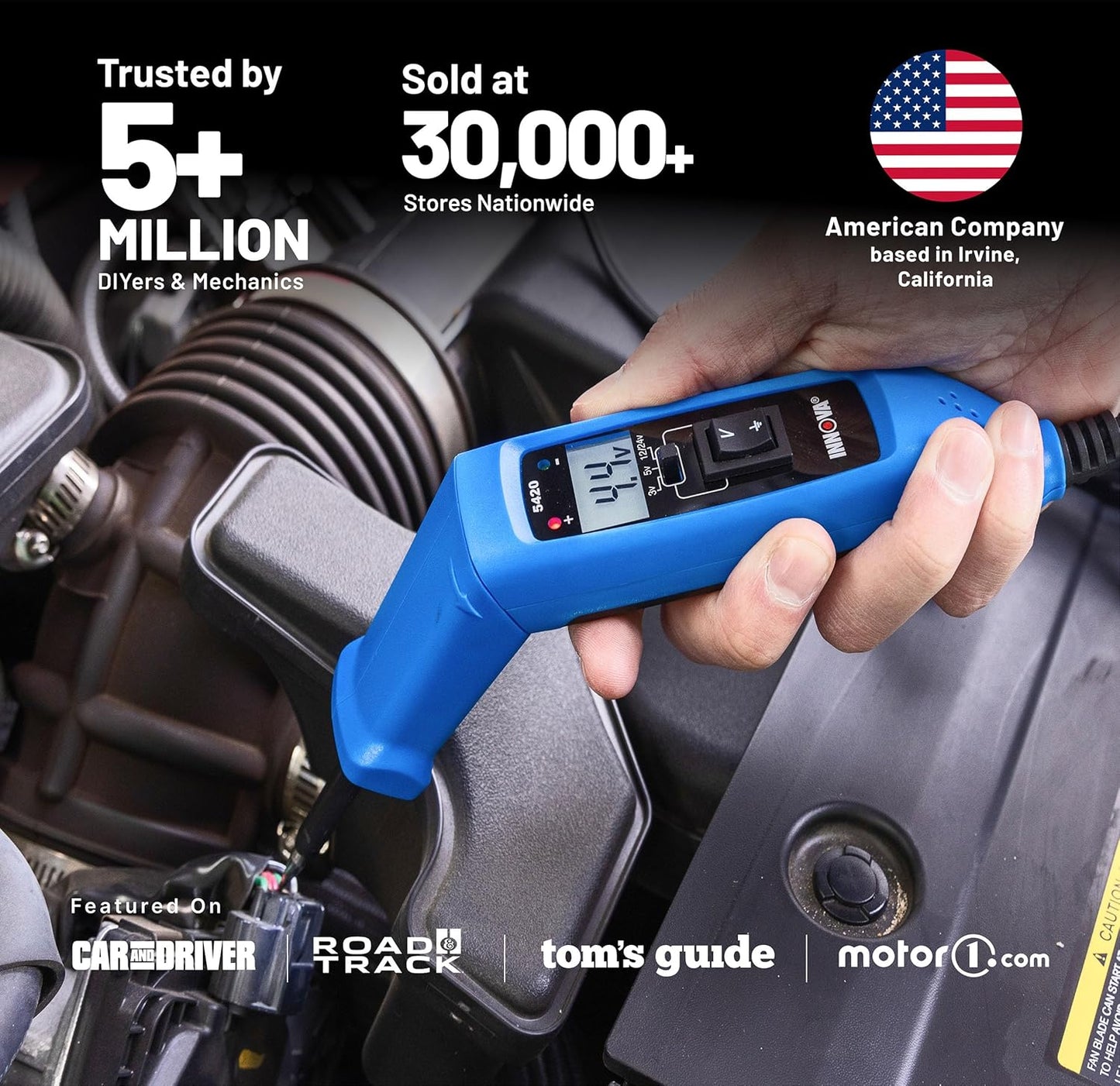 Innova 5420 Power Circuit Tester for Automotive | Fuse, Relay, Battery, and Circuit Diagnostics | Voltage Tester, Multimeter, Relay Tester, Short Circuit Finder, 12V/24V with LCD & Circuit Breaker