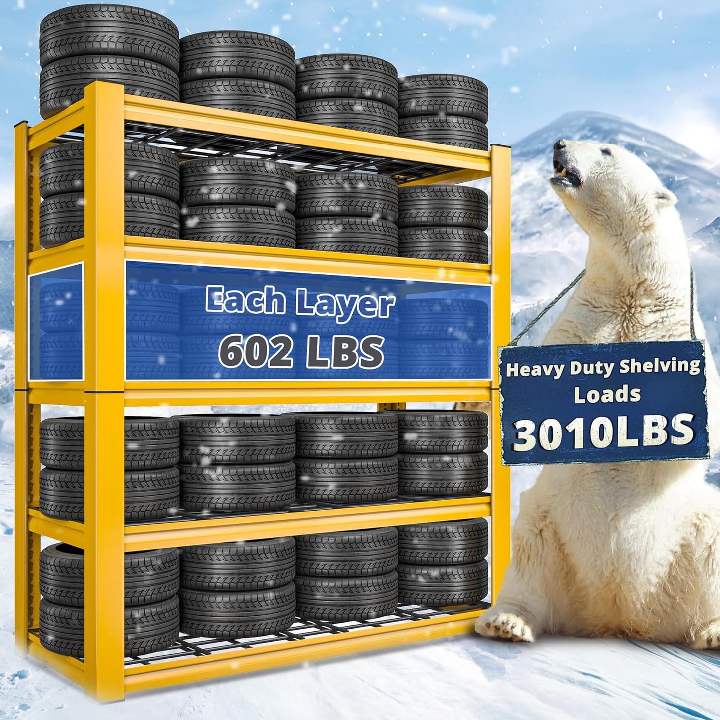 REIBII 72''H Garage Shelving 3010 LBS Storage Shelves Adjustable Metal Shelving 5 Tier Metal Shelves for Storage Industrial Shelf for Pantry Kitchen Basement 72" HX35.5 WX16 D, 2 Pack