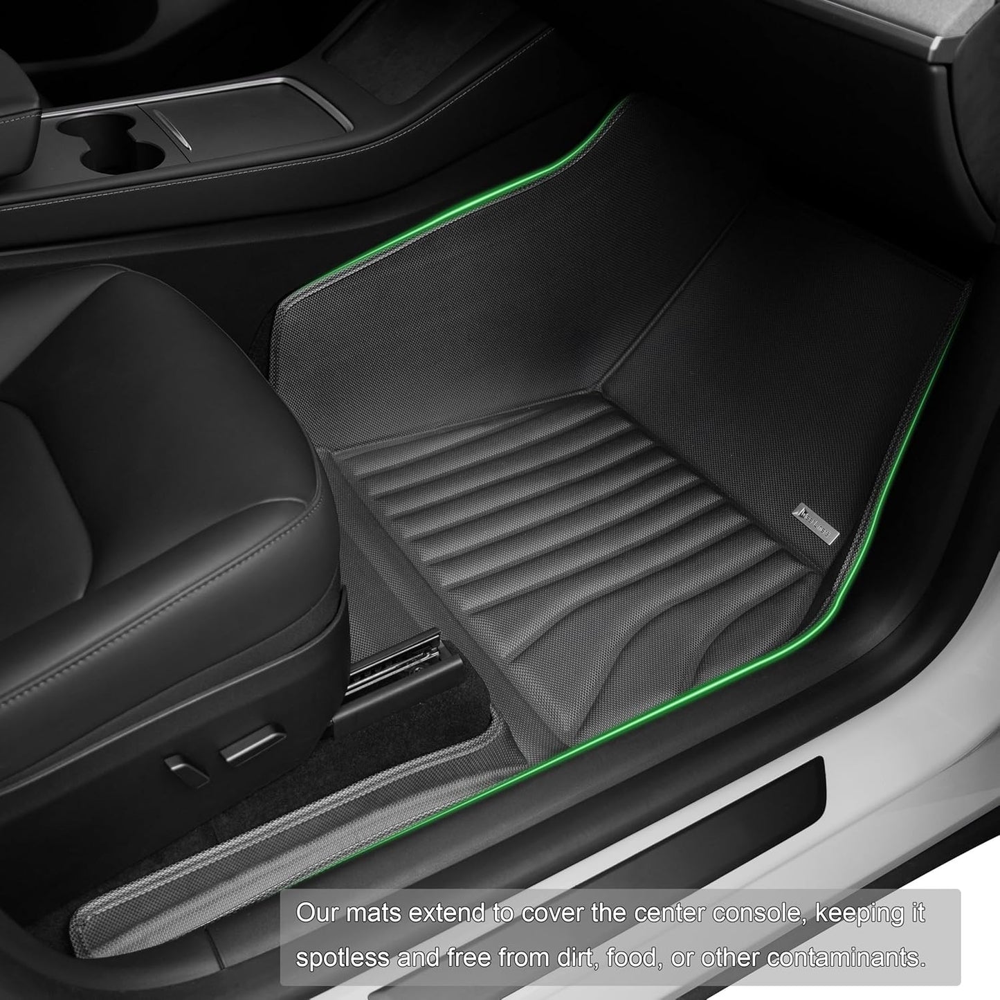 Extreme Coverage Floor Mats for Tesla Model Y (2021-2025) – Full 360° Cabin Protection, GapZero Fit with TrackGuard Rail Protection (Does NOT fit 7-Seat & Juniper)