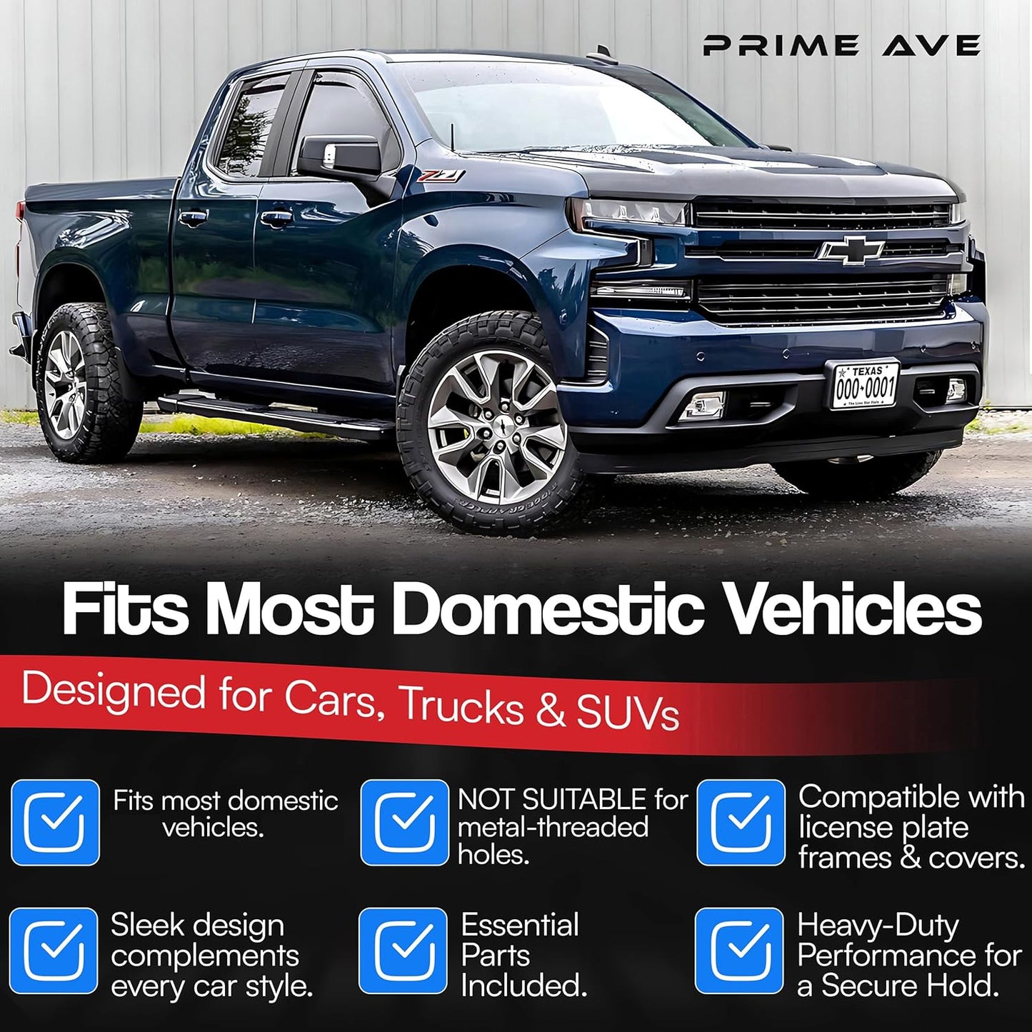 Black Oxide Stainless Steel License Plate Screws for License Plates, Frames, Covers- RustProof Licence Plate Screw Set for Front/Rear - Compatible w/Buick Cadillac Chevrolet GMC (Pack of 8)