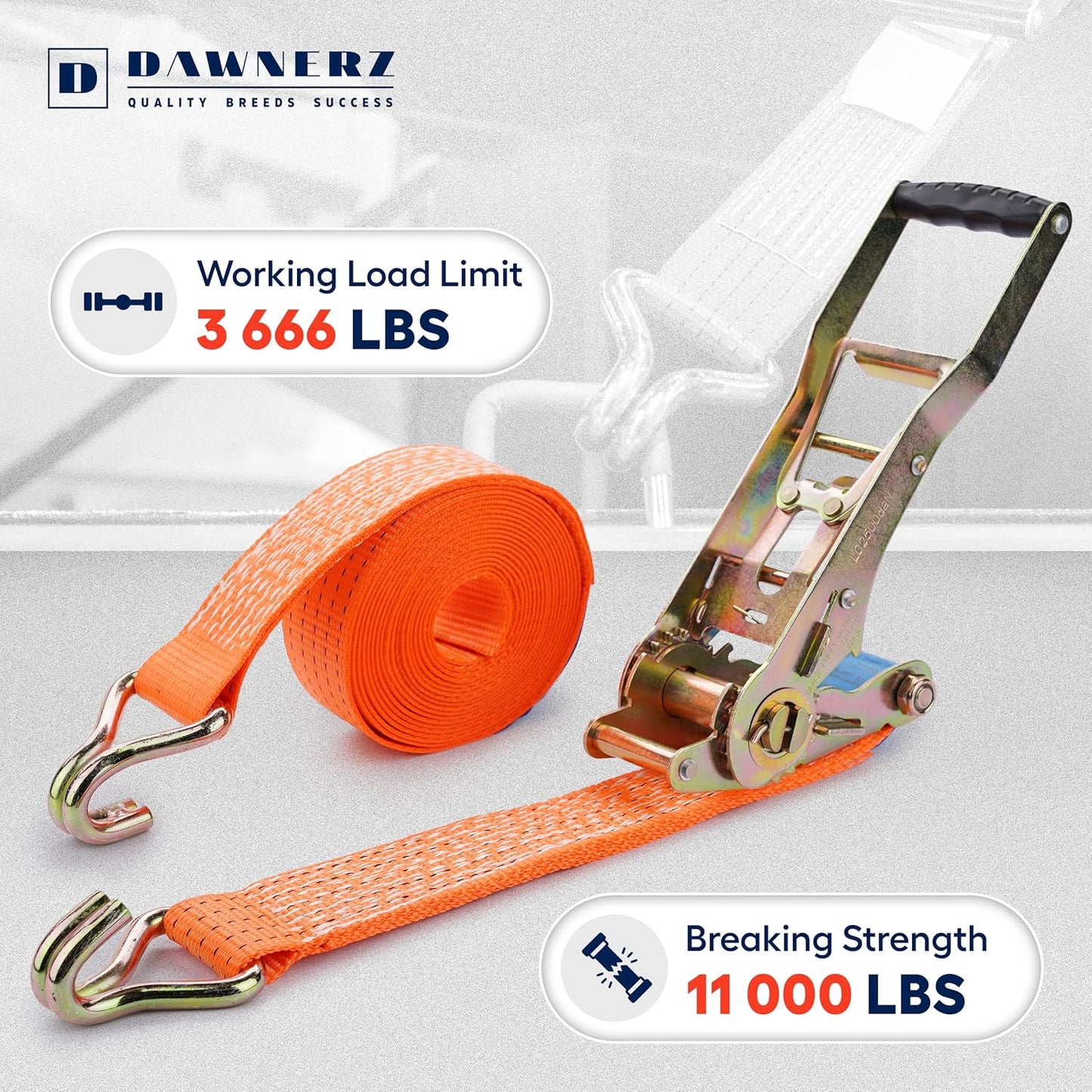 Heavy Duty Ratchet Straps 2 inch 30 ft - 11000 Lb Breaking Strength Double Wire J Hook Tie Down Ratchet Straps for Trucks and Trailer