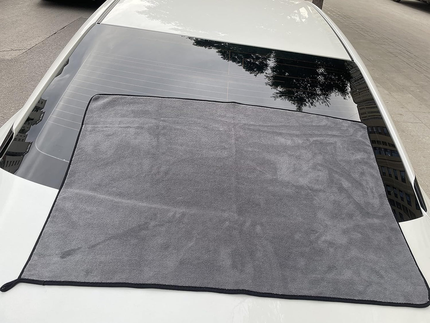 Large Microfiber Drying Towel for Car, Great Thick Soft Plush Towels, 36 x 24inches 800GSM Thickness, Quality, Washable, Absorbency No Scratch Lint Free Drying Towel (36 x 24inches,Grey-Yellow,1pack)