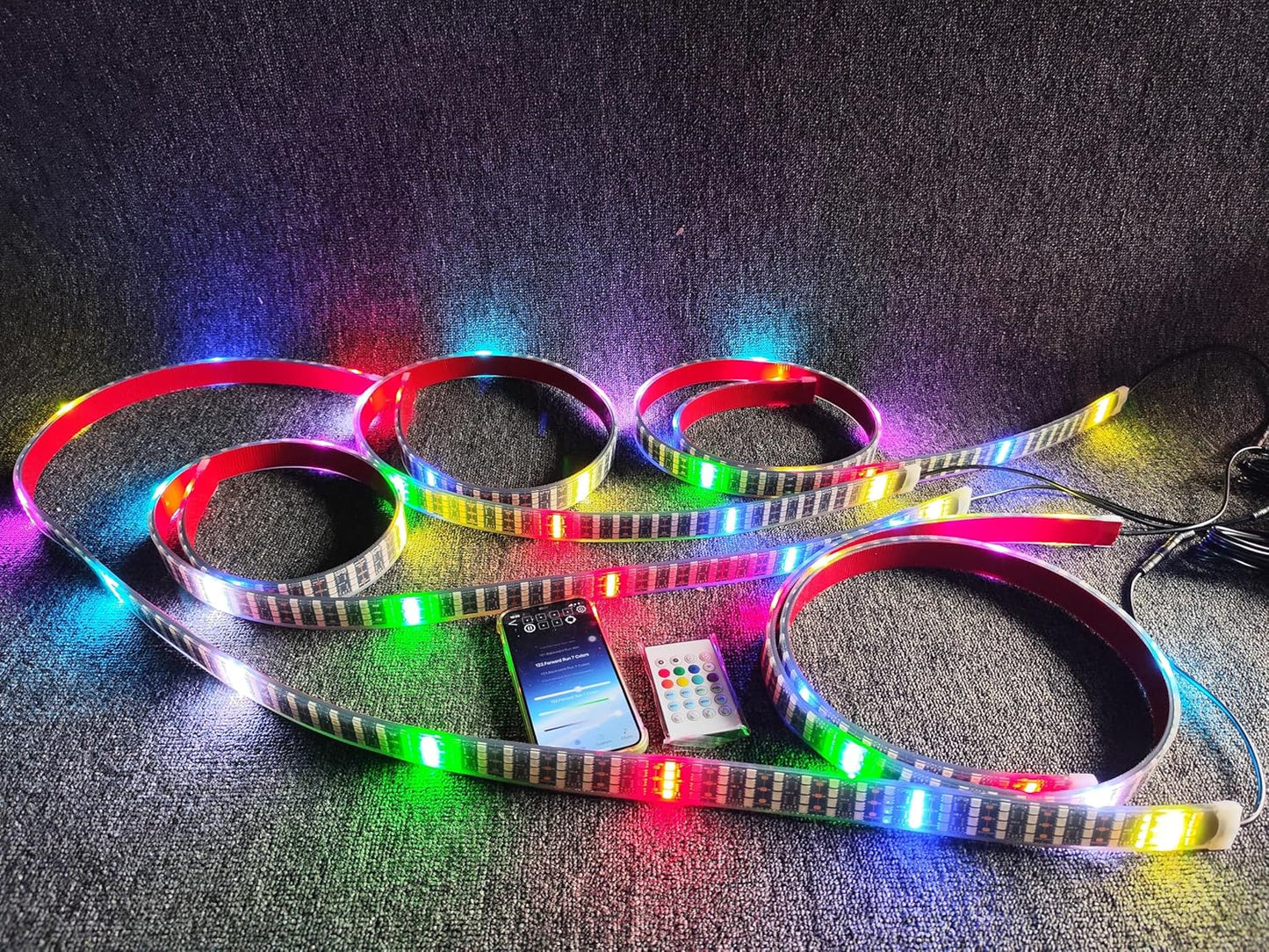 3PCS 4FT Quad Row Brightest Chasing Dream Color LED Light Strips for Making Polaris Slingshot Wheel Well Lights Car Truck Rear Hood Grille Bluetooth + Remote + Switch Control